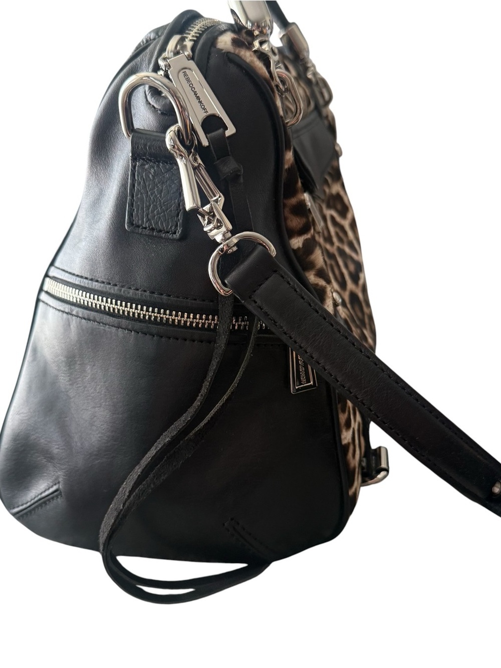 Rebecca Minkoff Snow Leopard Leather Satchel Handbag Purse - Picture 6 of 11
